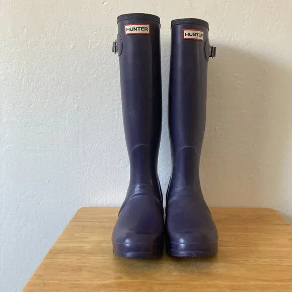 HUNTER Original Tall Rain Boots Purple Wellies W23499 Outdoors Chores City US 8M - Picture 2 of 9